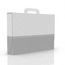 Подарункова коробка для рушника самозбірна Silver з ручкою та віконцем 370х270х80 мм